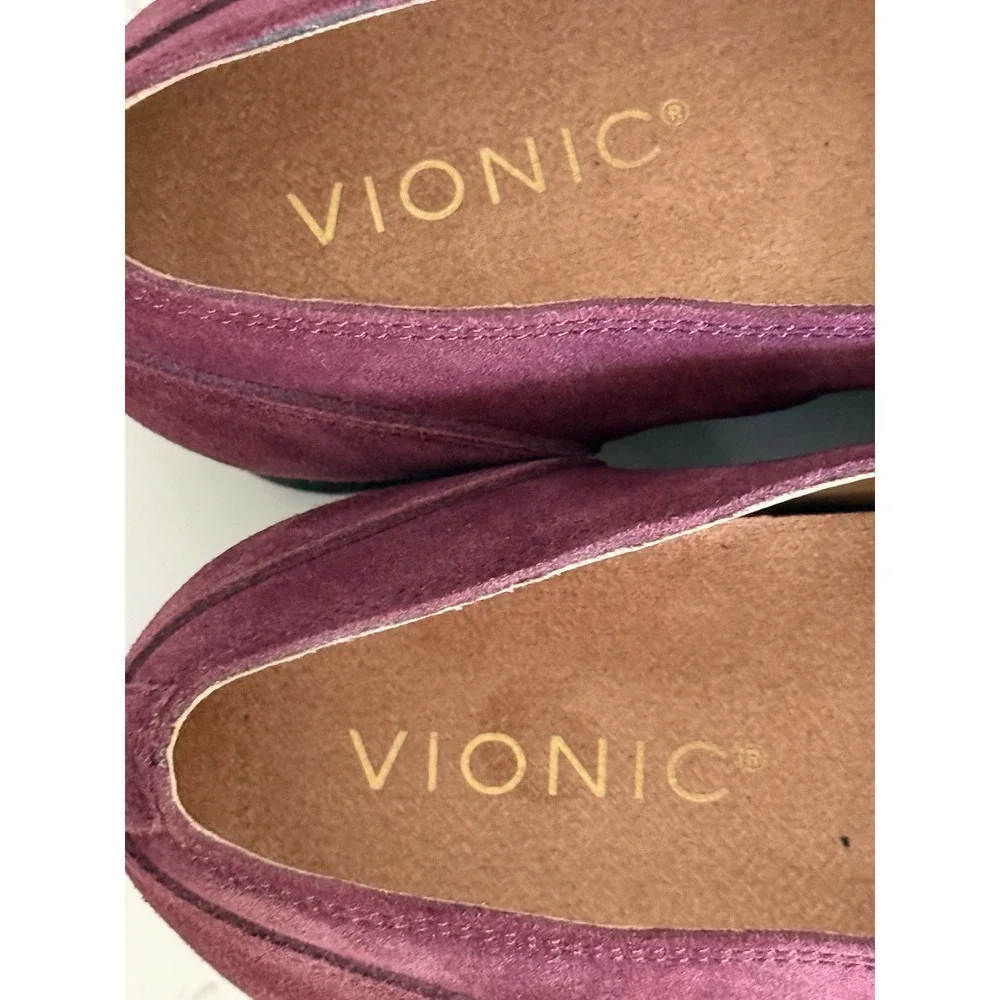 Vionic Carmen Mary Janes Buckle Loafer Shoes 6.5 Port Wine Suede Leather T Strap